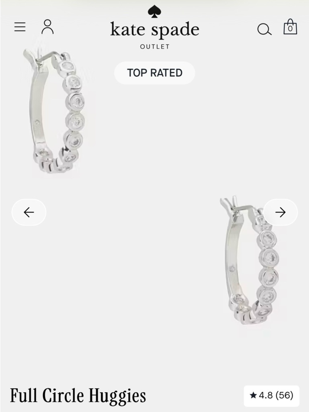 kate spade Silver Crystal Bezel Huggie Hoop Earrings